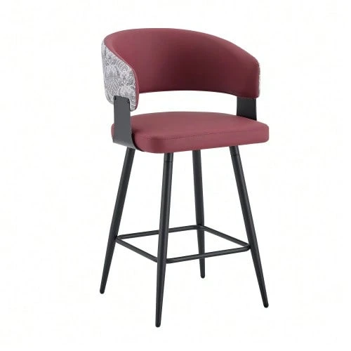 Modern Upholstered Dining Chair With Backrest And Armrests, Minimalist Restaurant Chair For Home, Kitchen, Hotel, Showroom, Mid-Century Style - 紅色 - 查看 1