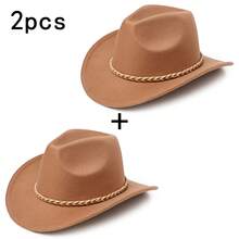 2PCS Sombrero de Mezclilla Estilo Americano Decorativo Tejido con Cuerda de Dos Colores Simple y Elegante Adecuado para Hombres y Mujeres, Adecuado para Baile Rural, Sombreros Diarios - sombrero de vaquero - Ver 9