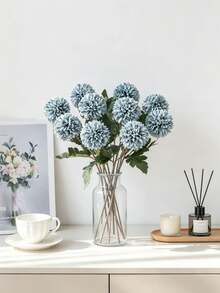 1 Peça Crisântemo Artificial Esférico, Adequado para Primavera, Verão, Casamento, Casa, Cozinha, Restaurante, Decoração de Quarto, Decoração de Quarto, Suprimentos de Banheiro, Suprimentos de Festa de Feriado e Aniversário, Decoração de Jardim Externo, Presente do Dia dos Namorados - Azul - Visão 1