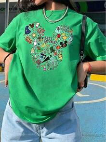 Unisex Casual Cotton Short-Sleeved Round Neck T-Shirt With "Best Day Forever" Print, Regular Fit, Men's Sizes Suitable For The Whole Family. - 綠色 - 查看 11
