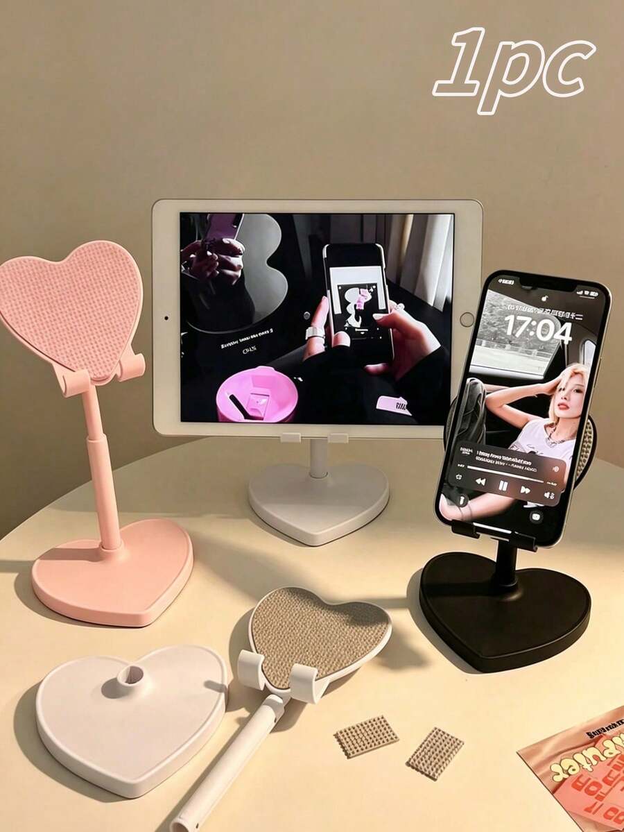 Verstellbarer herzförmiger Handyhalter, dieses süße Herz ist ein Muss! 360° verstellbarer Winkel + höhenverstellbar, passend für alle Telefone/Tablets. Rutschfest und super ästhetisch für Zuhause/Büro, Frühlings-Geburtstagsgeschenk