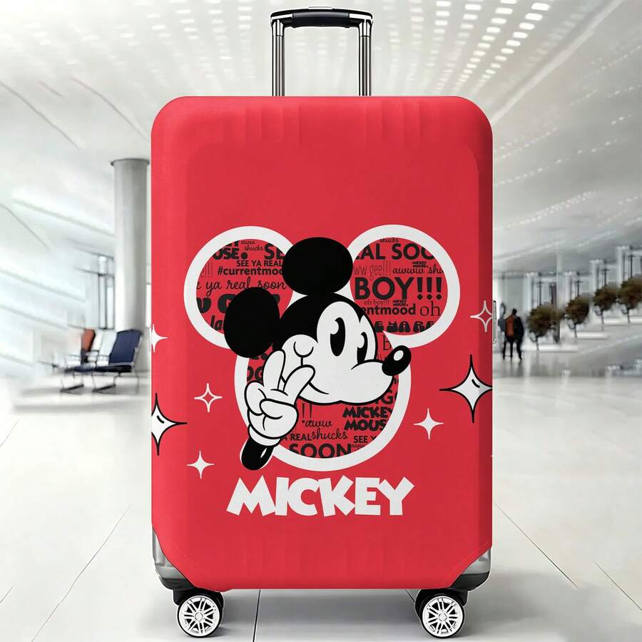迪士尼米奇行李箱套,米奇比耶手勢、"MICKEY"文字、文字對話框與閃亮設計,適合旅行愛好者的行李箱保護套 - 顏色 - 查看 1