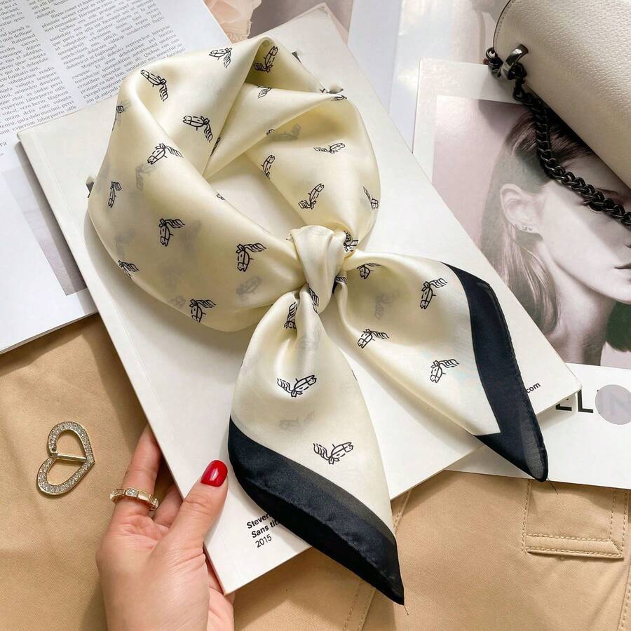 1pc Premium Neck Scarf Neck Protector Summer Small Silk Scarf Versatile Shawl Scarf - Multicolor - View 1