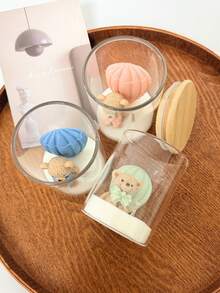 1pc New Cartoon Style Scented Candle Cup (Height 8.5cm/3.34in), Creative Glass Cup Candle, Handmade Soy Wax, Smokeless Candle, Suitable For Home Decor, Living Room Decor, Bedroom Ornament Decor, Birthday Decor Candle, Gift, Souvenir, Party Decor Supplies, Graduation Season Gift, Candle, Candles, Decorative Candle, Bestfriend Gifts, Gift For Woman, Candles Home Decoration, Candles Cute, Jar Candles - Multicolor - View 1