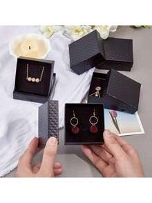 2/5/8/10/12/15pcs-Jewelry Box, Diamond Pattern Jewelry Packaging Box, Silver Necklace Box, Ring Earring Storage Box - Gift Boxes - View 8