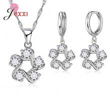 925 Sterling Silver Plating Necklace And Earring Set With Cubic Zirconia, Cross, Heart And Butterfly Design, Fashion Jewelry For Women. - 49701 - 查看 1