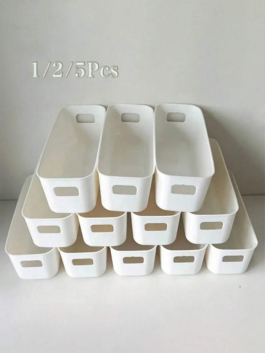 1/2/5个装白色塑料可堆叠收纳盒，多功能收纳容器，适用于办公室、家庭，可收纳袜子、内衣、文具、化妆品等，节省空间的抽屉式收纳盒，是返校季、送给女性、母亲、朋友、男女朋友的绝佳礼物。