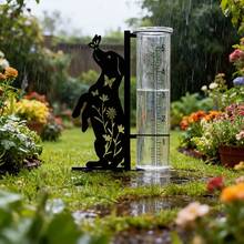 Dog Pattern Rain Gauge Outdoor Practical Decorative Item, Large Capacity Metal Frame Rain Gauge, Suitable For Garden, Yard, Patio, Courtyard, Lawn, Flower Pot, Outdoor Decor, Rust-Resistant Durable And Beautiful Metal Rain Measuring Tool - G - View 2