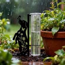 Dog Pattern Rain Gauge Outdoor Practical Decorative Item, Large Capacity Metal Frame Rain Gauge, Suitable For Garden, Yard, Patio, Courtyard, Lawn, Flower Pot, Outdoor Decor, Rust-Resistant Durable And Beautiful Metal Rain Measuring Tool - G - View 5