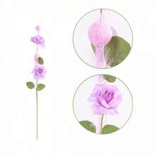 Artificial Rose Flower Stems Festive Faux Reed Floral Branches Vase Decoration For DIY Craft Wreath Home Holiday Decor - Purple - View 6