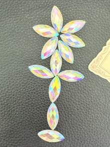 40入 10*22mm 水鑽AB色馬眼形平底樹脂水晶貼花免縫飾石，適用於服飾DIY手工藝 - 彩色 - 查看 6