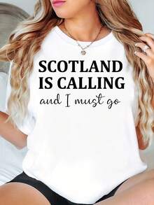 New Printed Souvenir T-Shirt From Scotland, Great - White - View 2