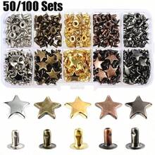 50/100pcs Metal Star Shaped Rivets, Suitable For Leather Crafts, Clothing, Bags, Shoes DIY, Rivet Decoration - Multicolor - View 1