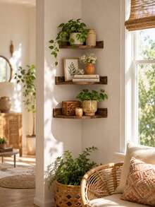 1pc/3pcs Corner Wall Shelf Floating Shelves Storage Rack Display Shelf Organizer Space Saving Room Decor For Living Room Bedroom Bathroom Kitchen Office Plant Books Candle Decor Wall Mounted Shelf Apartment Dorm Home Entryway Shelf Organizer Rack - Multicolor - View 1