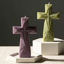 Cetakan Silikon Lilin Aromaterapi Salib Bermotif, Cetakan Plaster Salib Belah Ketupat 3D, Alat Pengecoran Resin Epoksi Geometris Desain Artistik, Cocok untuk Dekorasi Rumah, Suvenir Buatan Tangan, Perlengkapan Lilin DIY - 1 buah Cetakan - View 4