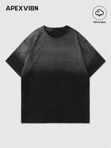 Summer New American Street Style Solid Color Washed Distressed T-Shirt Men Brand Vintage Washed Black Gray Loose Silhouette Short Sleeve Top Niche Design 100% Breathable Versatile Super Popular Street Style Basic - Black - View 2