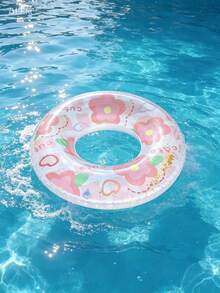 Pink Floral Print Swim Ring, Cute Glitter Pool Float With Mermaid Tail, Suitable For Adults And Children Summer Use - Multicolor - View 5