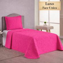 Luxury Single Bedspread, One-Sided, 2 Pieces, Ultrasonic Quilting, 11 Colors Available - Rosa Fucsia - Ver 1
