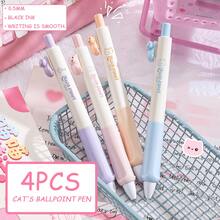 4PCS Cat Theme Retractable Ballpoint Pens;0.5mm Black Quick-Drying Pens, Fashionable Minimalist Neutral Pens, Smooth Writing;Suitable For Diary Writing And Drawing;Best Choice For Writing And Office Use, Suitable For Students, School, Notes, Office Use;Classroom Rewards, Holiday Gifts, School Supplies/Office Supplies - Multicolor - View 11
