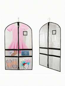 2/5 pezzi Borse trasparenti per costumi da ballo con 4 tasche, adatte per ballerini; Borsa per costumi da ballo da 40 pollici per bambini, adatta per viaggi e competizioni di danza; Può appendere e conservare abiti, uniformi e altri indumenti; Borsa nera anti-polvere, materiale in poliestere; 1 pezzo Borsa anti-polvere | Copertura anti-polvere extra grande e spessa; Borsa per conservare abiti da ballo per ragazze - nero - Visualizzare 2