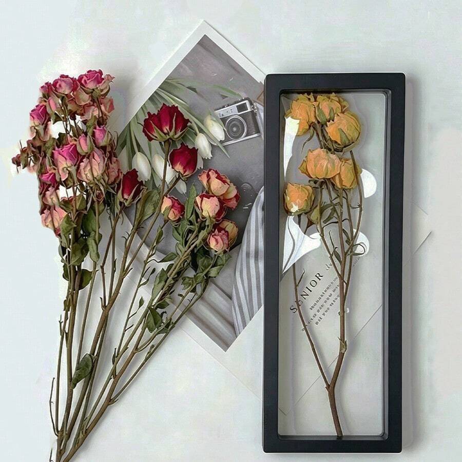 1pc Modern Minimalist Hollow Creative Dried Flower Photo Frame (Plastic), 3D Dried Flower Display Stand, DIY Floating Frame (Non-Glass), Birthday/Graduation Gift, Dried Flower, Necklace Jewelry Sample Display Rack - White - View 1