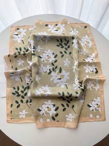 1件女款正方形緞面佩斯利印花頭巾 - 米色 - 查看 3