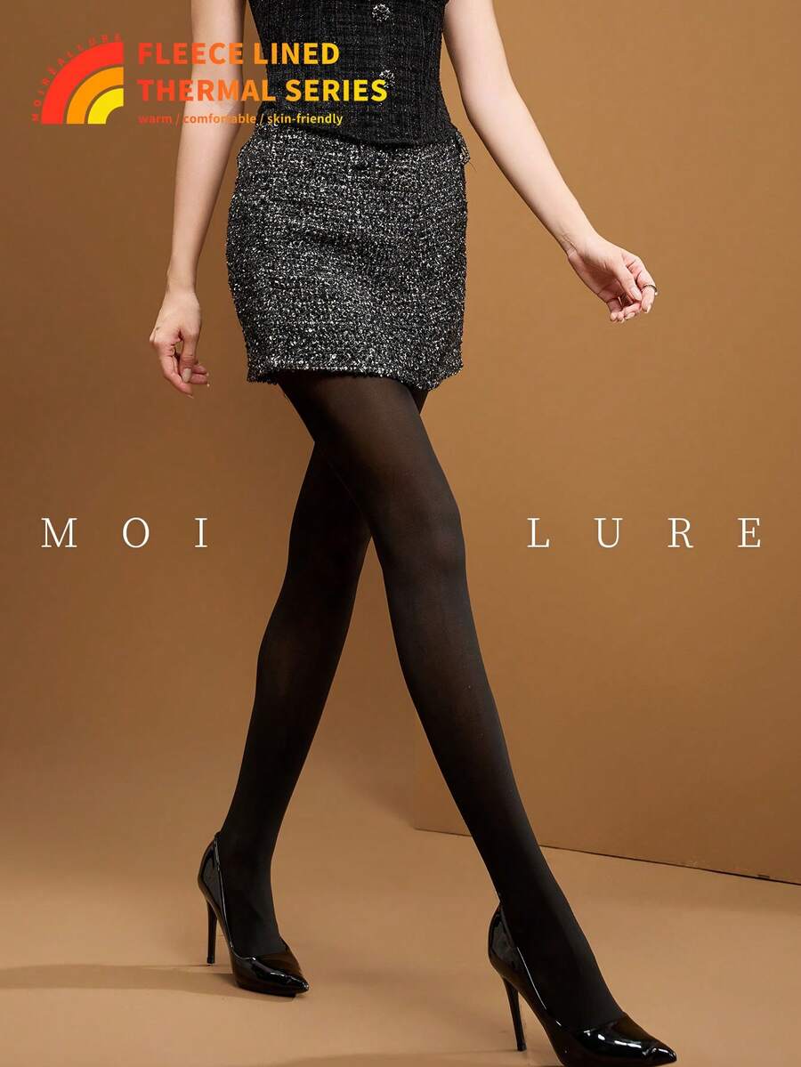 MOIRÉALLURE 1 Pair Sexy Semi-Transparent Sheer-Look Black Tights - Black - View 1