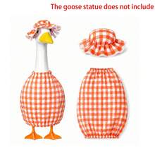 Harvest Festival Porch Goose 23 Inch Plastic Cement Statue, Goose Outfit With Hat, Suitable For Outdoor Yard Lawn Patio Decoration - Cement Lawn Goose Thanksgiving Decoration Outfit With Orange Stripes (Goose Statue Not Included) - A - View 10