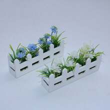 1pc Miniature Fence Floral Decoration, Dollhouse Yard Decorative Fence, Artificial Flower Ornament, Home Decor, Micro Scene Photography Prop Model, Fence Model Decoration, Desktop Ornament, Christmas Gift - 4 Miniature Fences - View 5