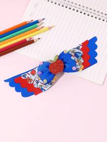 1pc Back To School Hair Bow For Girls Cute Pencil Apple Bow Hair Clip Blue Red Grosgrain Ribbon Hair Barrette Tees Hair Accessories - Blue - View 8