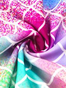 Young Girl Fish Scale Print Tie-Dye Mermaid Tail One-Piece Swimsuit - Mauve Purple - View 6