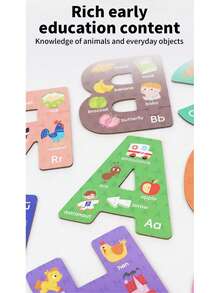 1 Set Double-Sided Double-Pattern Cartoon Puzzle, Animal, Transportation, Letter, Birthday, Multiple Patterns, Baby Hands-On Assembly, Picture Recognition, Early Education Desktop Toy - Multicolor - View 6