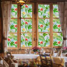 1 Roll Tropical Greenery & Wildflower Window Film, 44.5cm(17.5in) Wide, Static Cling Glue-Free Privacy Glass Sticker, Holographic Prism Effect, UV Protection, Removable, With Installation Tools, Suitable For Home, Office, School, Classroom, Dorm - Wild Fun - View 5