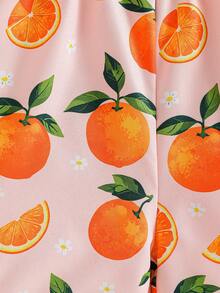 3pcs/Set Girls' Summer Fashion Casual Strap Bow Jumpsuit - Orange - View 7