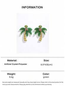 1 par de pendientes con forma de árbol de coco verde fresco estilo playa para vacaciones de verano, pendientes bohemios hechos a mano con cuentas de semilla creativos y novedosos, adecuados para el uso diario y de vacaciones de las mujeres (el color, la cantidad y la posición de las cuentas de semilla hechas a mano son aleatorios) - Verde - Ver 10