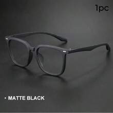 1 Pair Unisex Large Frame Prescription Glasses, Full Frame PC Frame, With Transparent PC Lenses And Ultra-Soft TR90 Frames, Suitable For Daily Use, Unisex - Clear - View 6