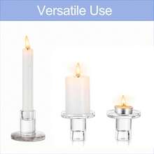 Set Of 6, 6.8x2.2x5.5cm Transparent Glass Candle Holders, Modern Minimalist Table Holders For Candles, Tea Lights, Wedding, Party, Christmas - 6Pcs - 查看 4