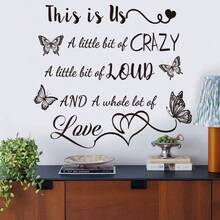 Calcomana de pared con texto en ingls This is us a Little Little of Crazy para pared, con cita, con texto en ingls This is us a Little bit of Crazy - negro - Ver 1