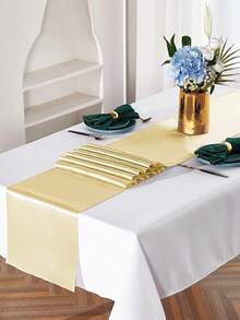 1-12pcs Satin Table Runner, Romantic Tablecloth For A Perfect Celebration. Silk Satin Fabric Chair Sash For Spring Parties, Such As Gatherings, Engagements, Birthdays, Hotels, Homes, Etc. - Multicolor - View 11