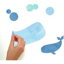 RMK3609SCS I Whale Love You - Calcomanas de pared gigantes de 9x 17.5 pulgadas - Azul / Patchwork - Ver 4