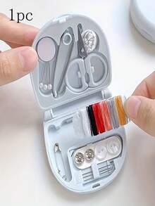 迷你旅行縫紉工具組 多功能家用DIY手工縫紉工具套裝，含剪刀、夾子、穿線器、安全針、縫紉針、鈕扣及縫紉線 - 迷你針線盒 - 查看 16
