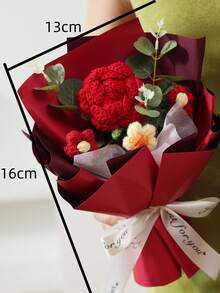 Handmade Crochet Mini Bouquet, Pink Knitted Flower Gift Suitable For Birthday Valentine's Day - Multicolor - View 7