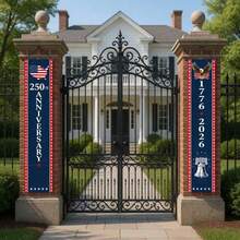 1Pair 250 Years Of Freedom Banner, American Bicentennial 1776-2026 Front Door Decor, Patriotic Porch Sign For 4th Of July, Memorial Day, Veterans Day, Outdoor Indoor Hanging Decoration, Weather Resistant Polyester Fabric - View 3