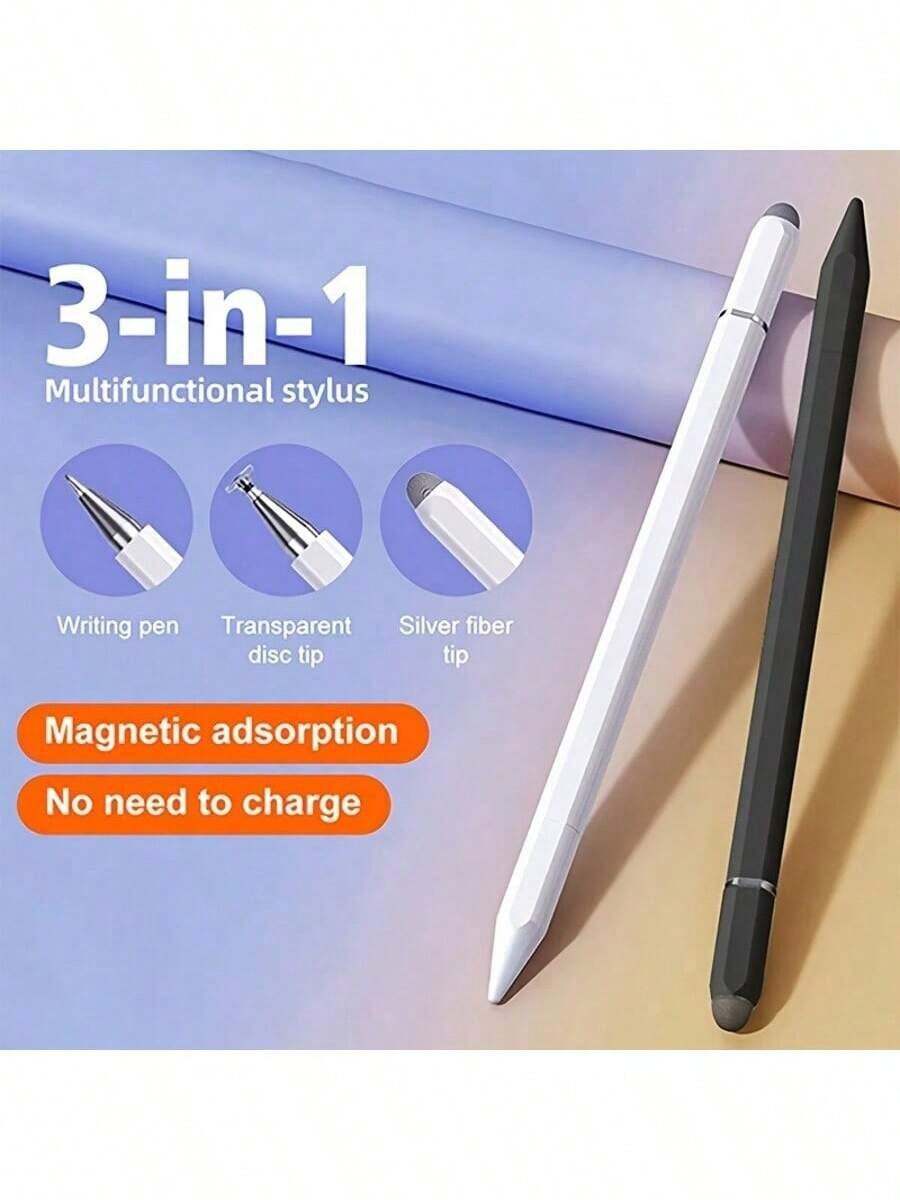 1/2 piezas Bolígrafo capacitivo 3 en 1 para teléfono y tableta, bolígrafo táctil de dibujo y escritura a mano con punta fina para edición de fotos - Multicolor - Ver 1