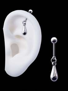 1pc All Stainless Steel Teardrop Pendant Ear Cartilage Piercing Earring Helix Piercing Jewelry - Star - View 8