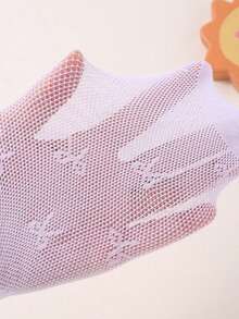 1pc Baby Girl Bow Mesh Tights, Breathable Hollow Out Leggings - White - View 7