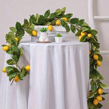 1pc Bright Artificial Lemon Garland/Vine - Eucalyptus Leaves And Yellow Lemons, Artificial Flowers, Faux Flowers, Artificial Plants, Artificial Decor, Home Decor, Bedroom Decor, Party Supplies, House Decor, Home Decor, Summer Plants, Bohemian Style Decor - 36-pronged Eucalyptus Water Grass Lemon Vine - View 6
