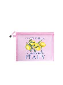"Lemon Sorrento Italy" Pattern Multifunctional Mesh Cosmetic Bag, Travel Makeup Bag, Summer Bag, Women's Handbag, Office Makeup Bag, Women's Bag, Wallet, Lightweight Breathable Zipper Organizer Bag For Pencils, Coins, Small Storage, Credit Cards, Chargers, Passports, Lipsticks, Travel Accessories, Pencil Case, Wallet, Fashionable Women's Summer Holiday Gift, Friend, Colleague, Birthday, Graduation Season Gift - Multicolor - View 13