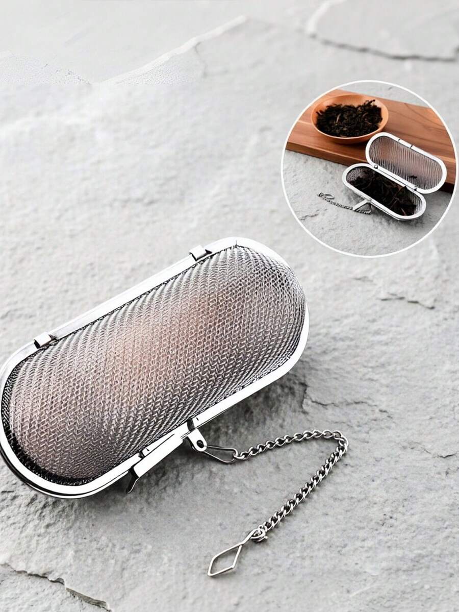 Stainless Steel Spice Infuser Bag With Chain, Stewing Meat Filter Tea Strainer, Flower Tea Leaf Infuser, Fine Mesh Design To Prevent Residue Leakage, Reusable And Easy To Clean, Suitable For Halloween Party, Christmas Family Gathering Cooking And Tea Drinking, Kitchen Stewing And Filtering Accessory - Silver - View 1
