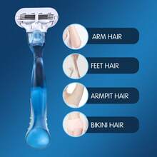 jifuli 1 Handle+10 Blades / Razor For Women, 3-Layer Stainless Steel Razor Blade, Replaceable Manual Hair Removal Blade, Easy To Clean, Smooth Hair Removal, Girls' Summer Bikini Hair Removal Device. - Multicolor - View 5